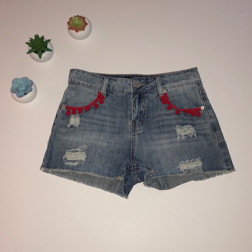High Waisted Ashley Mason Distressed Shorts